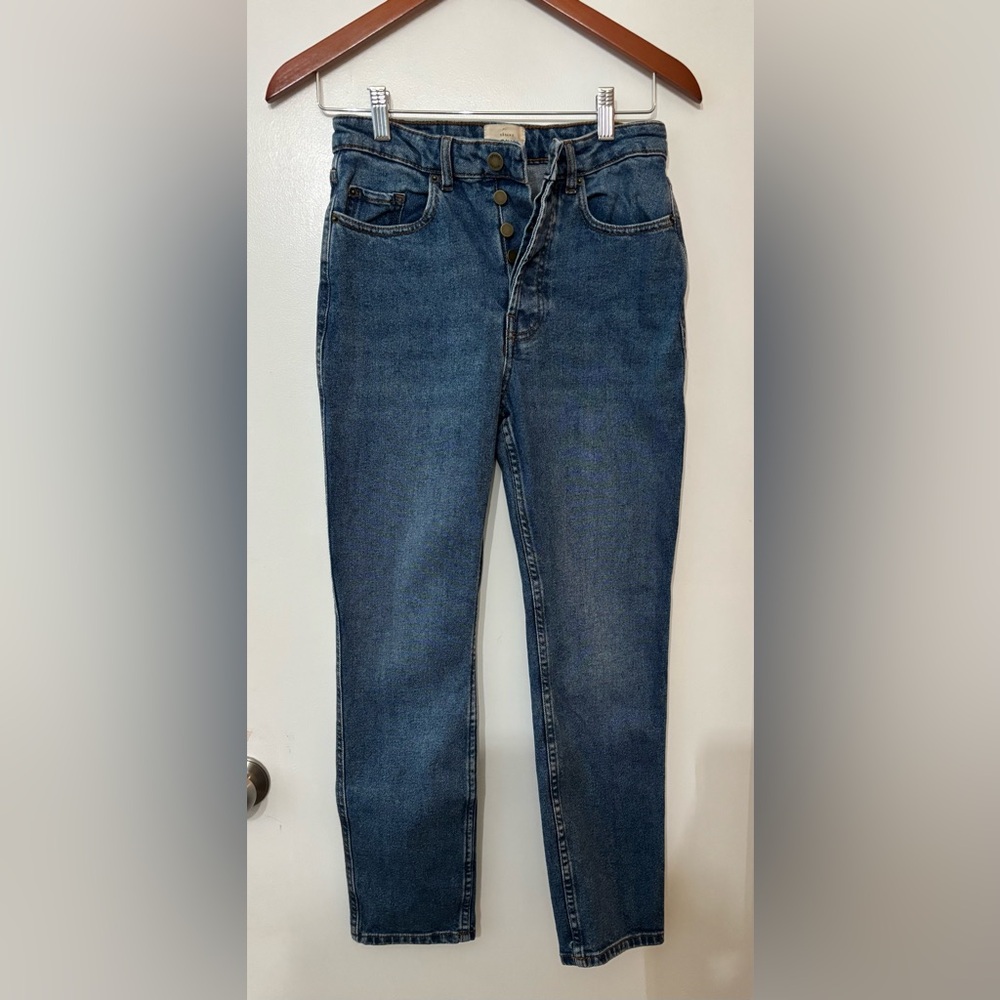 Sezane Women Button Fly Cotton Straight Leg Denim Jeans Size 36